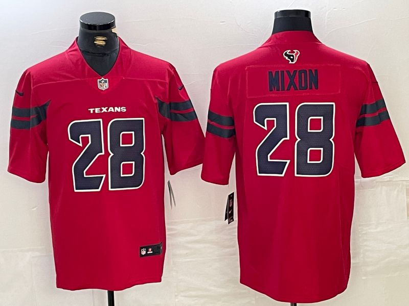 Men Houston Texans 28 Mixon Red Second generations 2025 Nike Limited NFL Jersey style 1